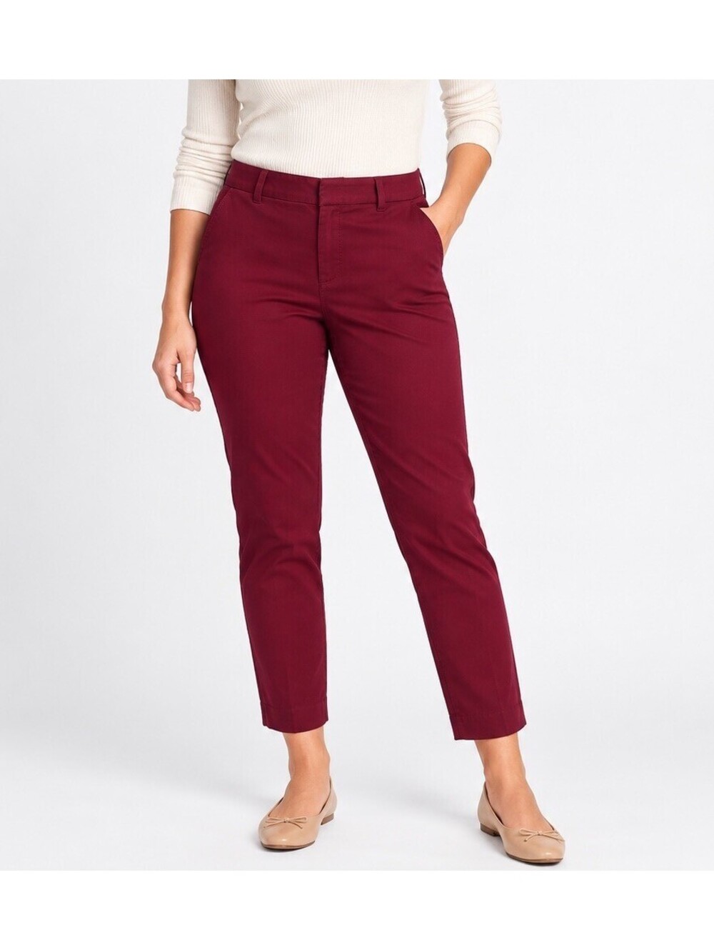 Old Navy Pixie Pants Womens 14 Burgundy High Rise Ankle Secret Slim Pockets